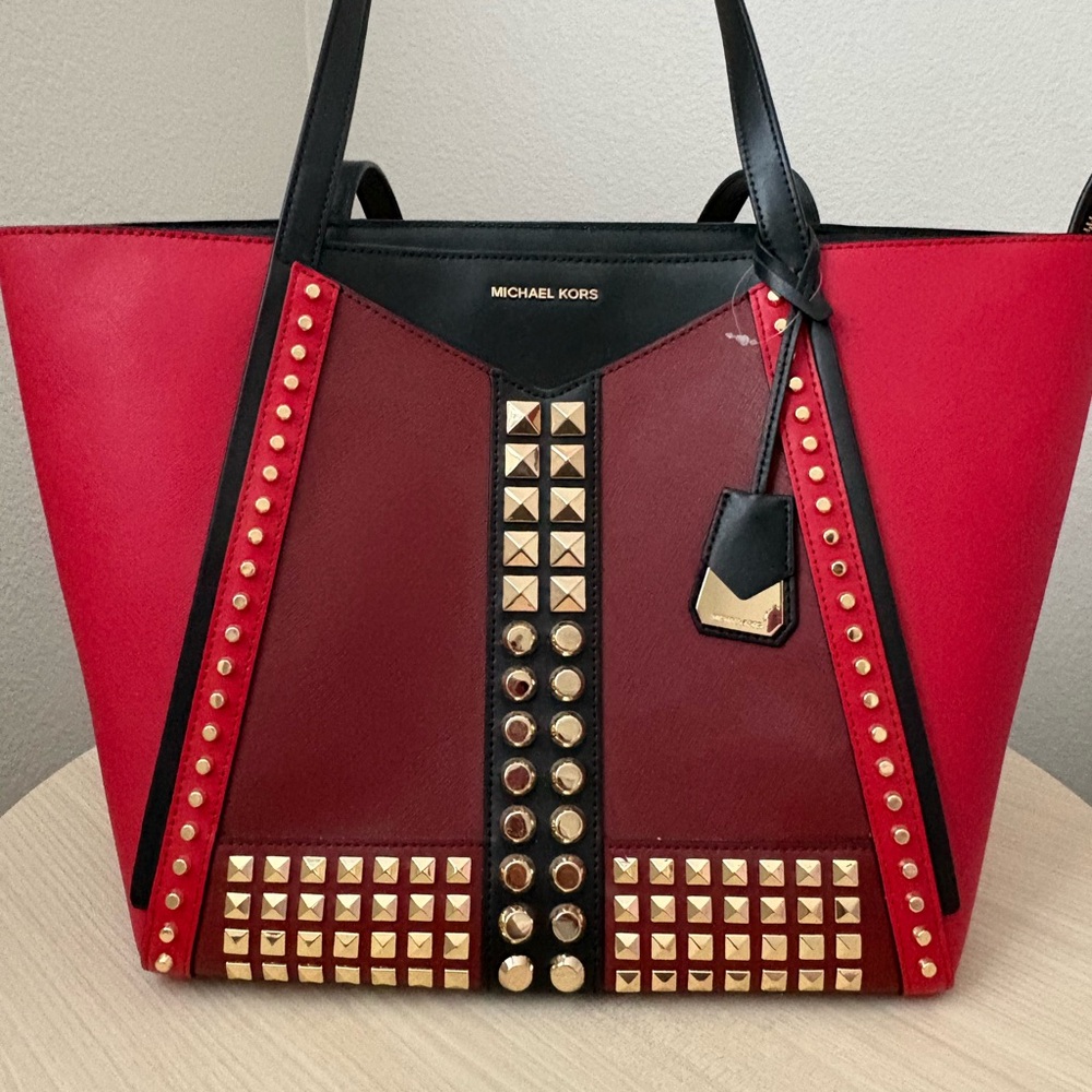 Michael Kors Whitney Large Studded Saffiano Leather Tote Bag